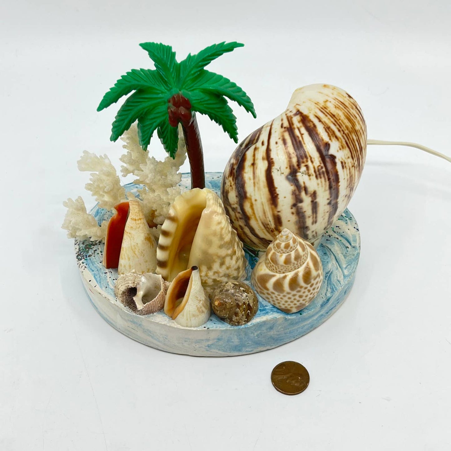 Vintage Seashell Art Beach Ocean Light Tested Working 7” TE7