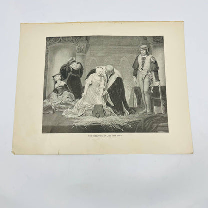 1880s Art Print Engraving Tennyson Queen Mary THE EXECUTION OF LADY JANE GREY