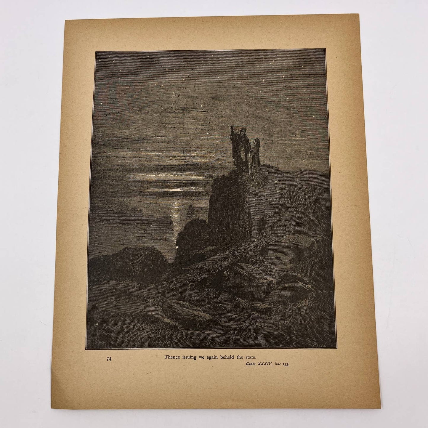 Original 1880s Gustave Dore Engraving Divine Comedy we again beheld stars FL4