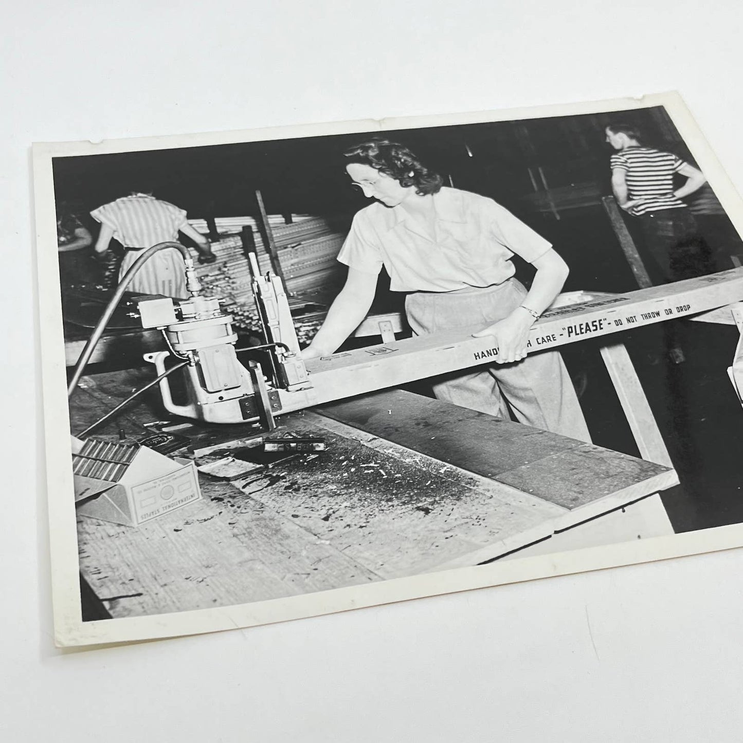1940s WWII Assembly Line Manufacturing Photo Woman Working Kenosha WI AA7-16