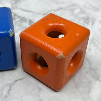 1960s Wooden Rattle Cube with Bell Set of 2 Made in Finland 1.5” SE6