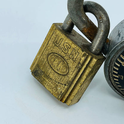 Set of 2 Vintage Locks Combination Padlock YALE USN IL CO NO KEYS TC2