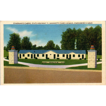 Chapman's Cabins Owensboro Kentucky - Original Postcard TJ7-RP3