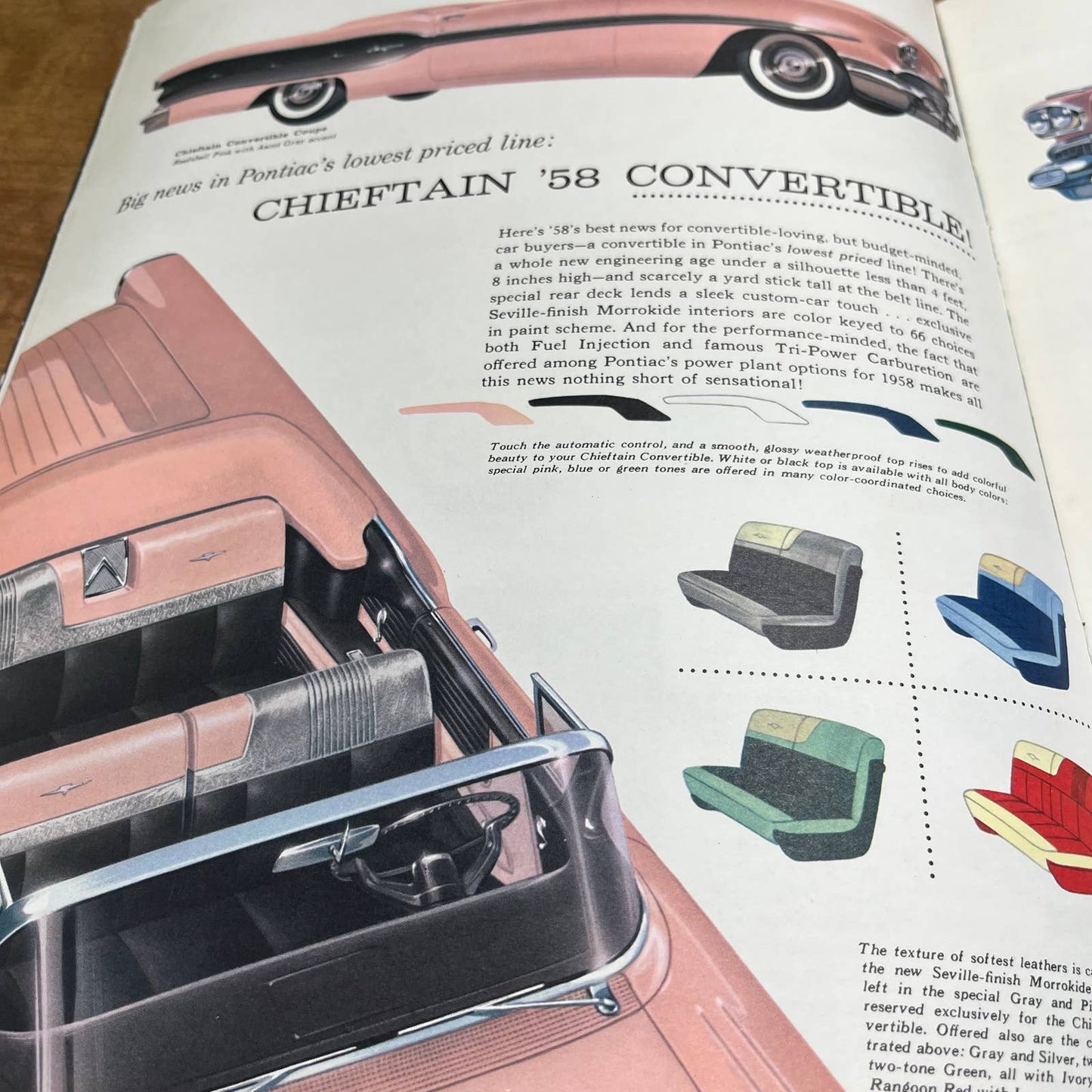 1958 Pontiac Full Color Deluxe Sales Brochure Bonneville Chieftain Super Star B4