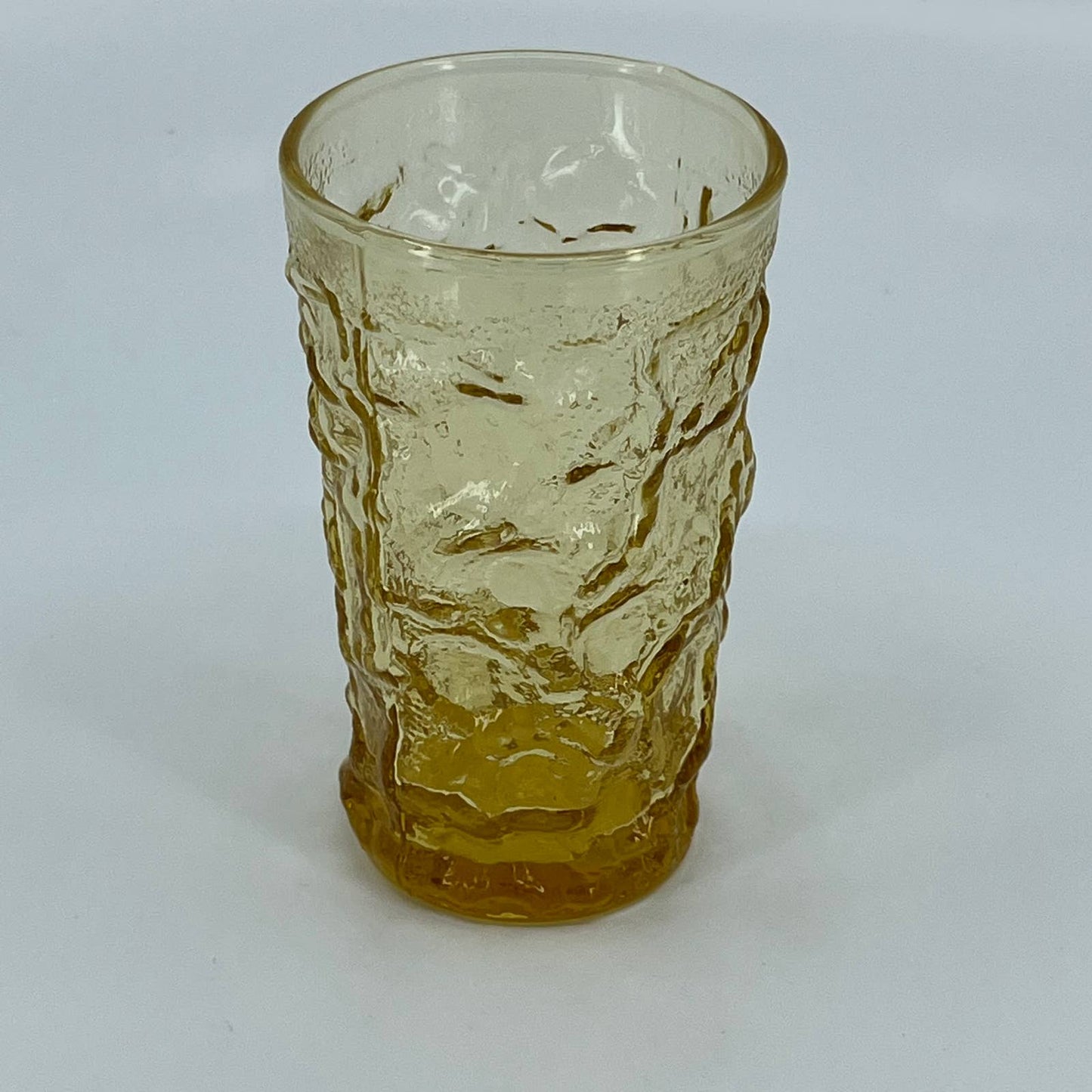 1970s Anchor Hocking Lido Milano Honey Gold Crinkle Juice Glass Tumbler 4” TB5