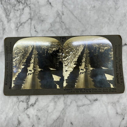 Stereoview Card Champs Elysees Arch of Triumph Palace de la Concorde Paris H3-2