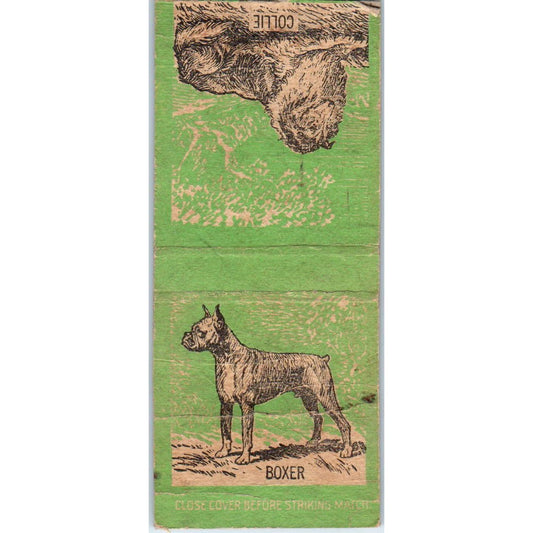 Boxer & Collie Dog Collectible Souvenir Advertising Matchbook Cover SA9-M4