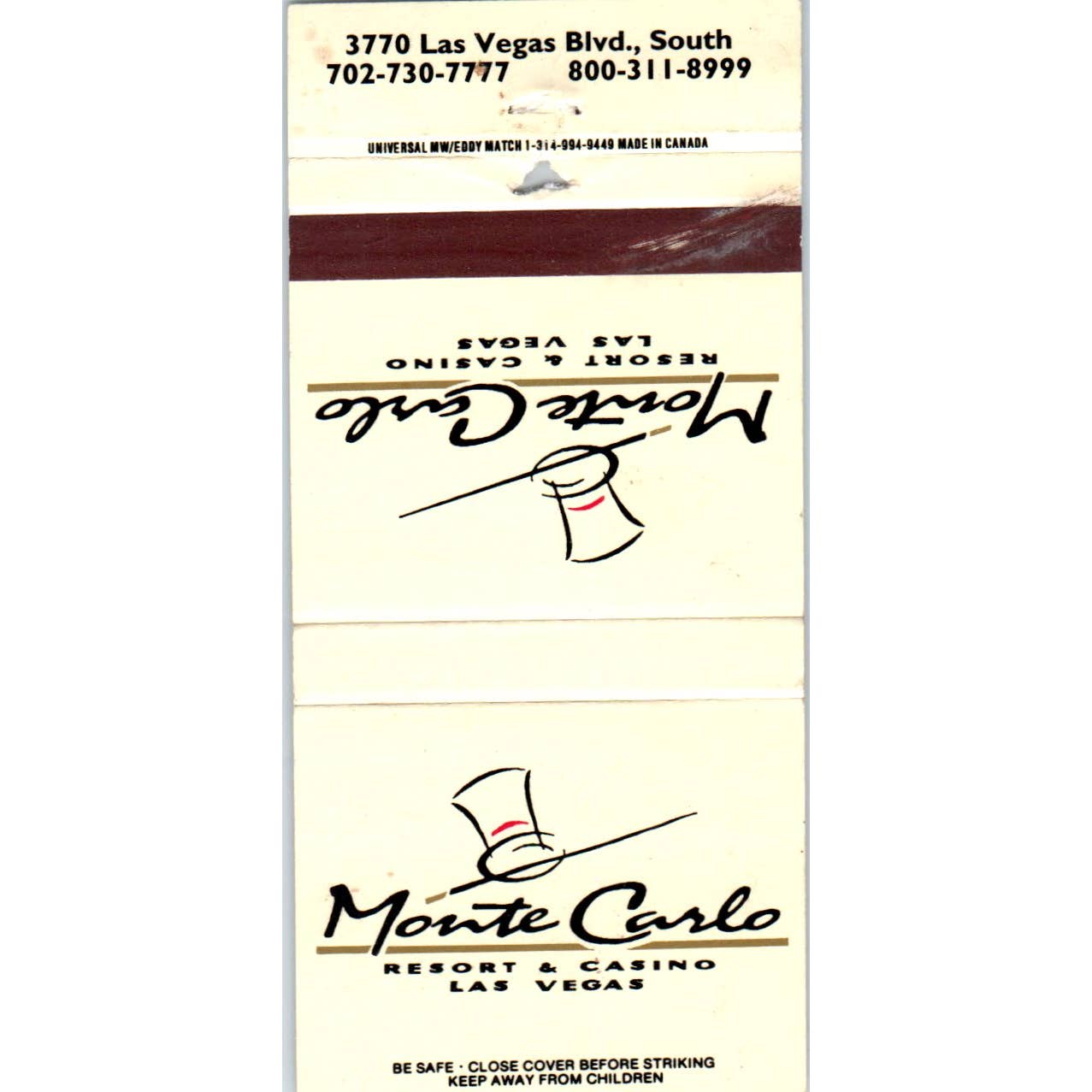 Monte Carlo Resort & Casino Las Vegas Nevada Advertising Matchbook Cover SA1-M11
