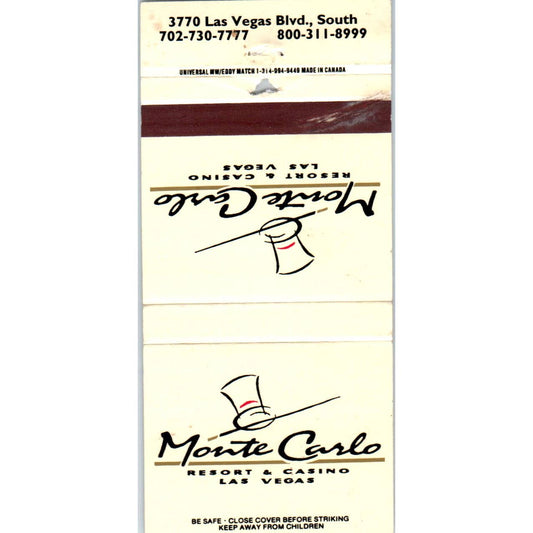Monte Carlo Resort & Casino Las Vegas Nevada Advertising Matchbook Cover SA1-M11