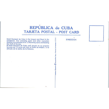 Hotel Nacional De Cuba Havana Cuba Original Postcard P3-1
