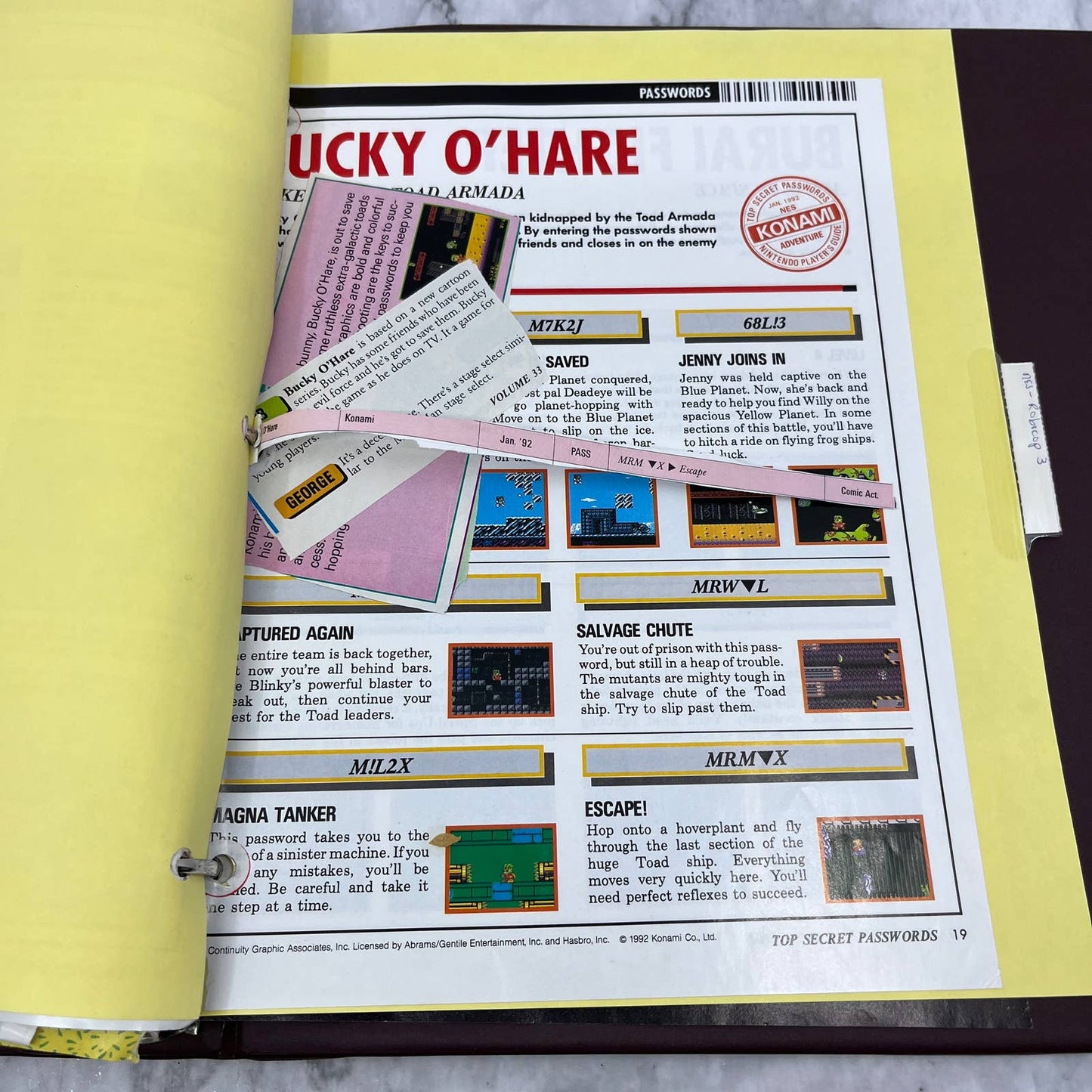 c1989 Binder of Clipped NES Maps and Articles From Nintendo Power Magazine TJ6-3