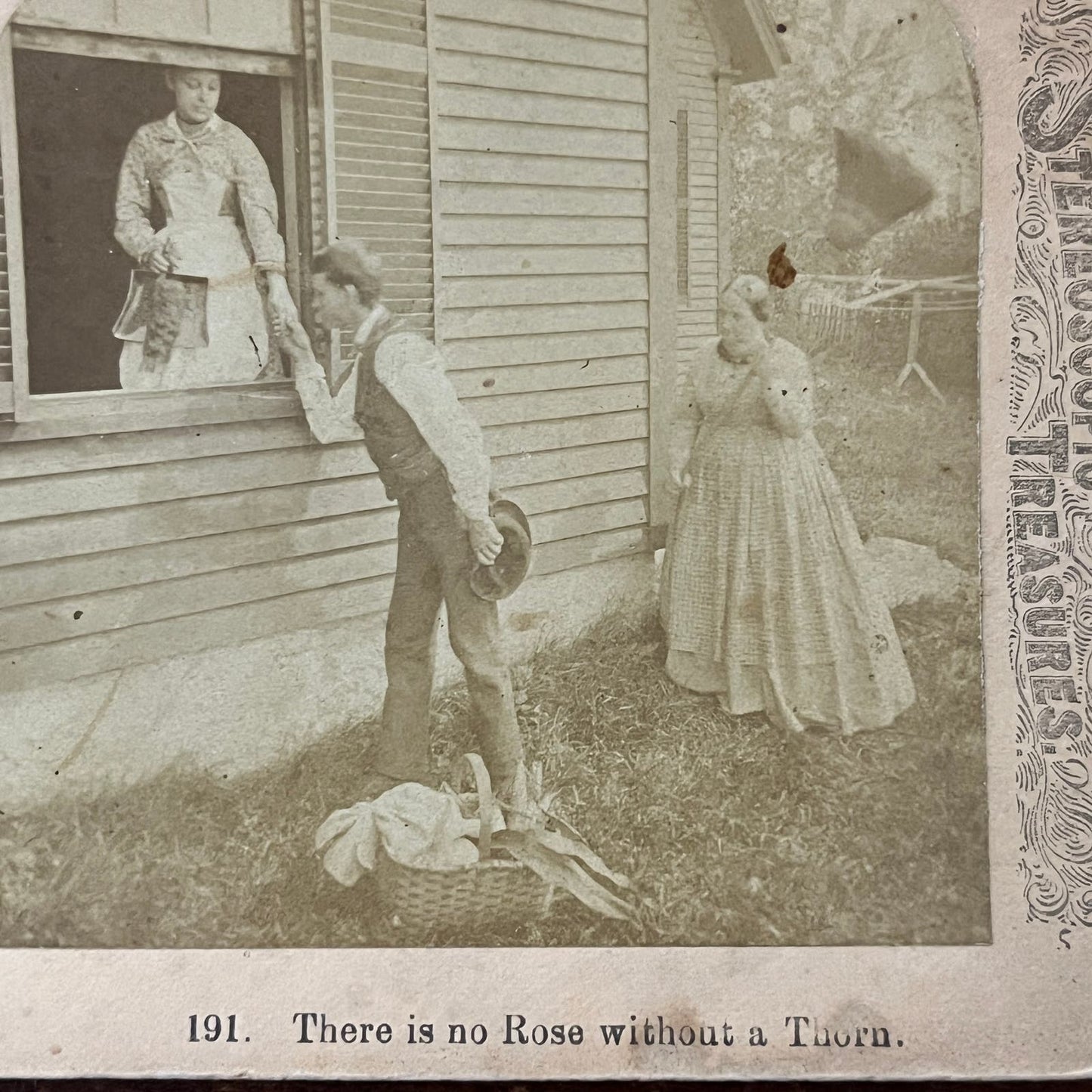 Victorian Romance - There is No Rose Without a Thorn Antique Stereoview TJ9-V3