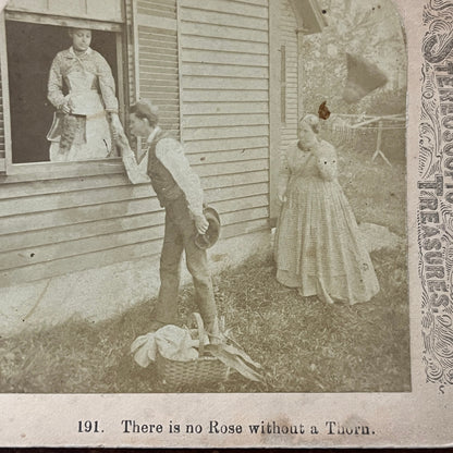 Victorian Romance - There is No Rose Without a Thorn Antique Stereoview H2-6