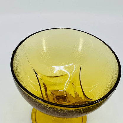 Art Deco Golden Honey Jeannette Textured Glass Candy Dish Compote 8x5.5 TD1