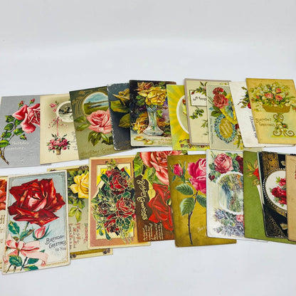 1910s Birthday Post Card Lot of 20 Embossed ALL FEATURING ROSES Floral TD1-RB