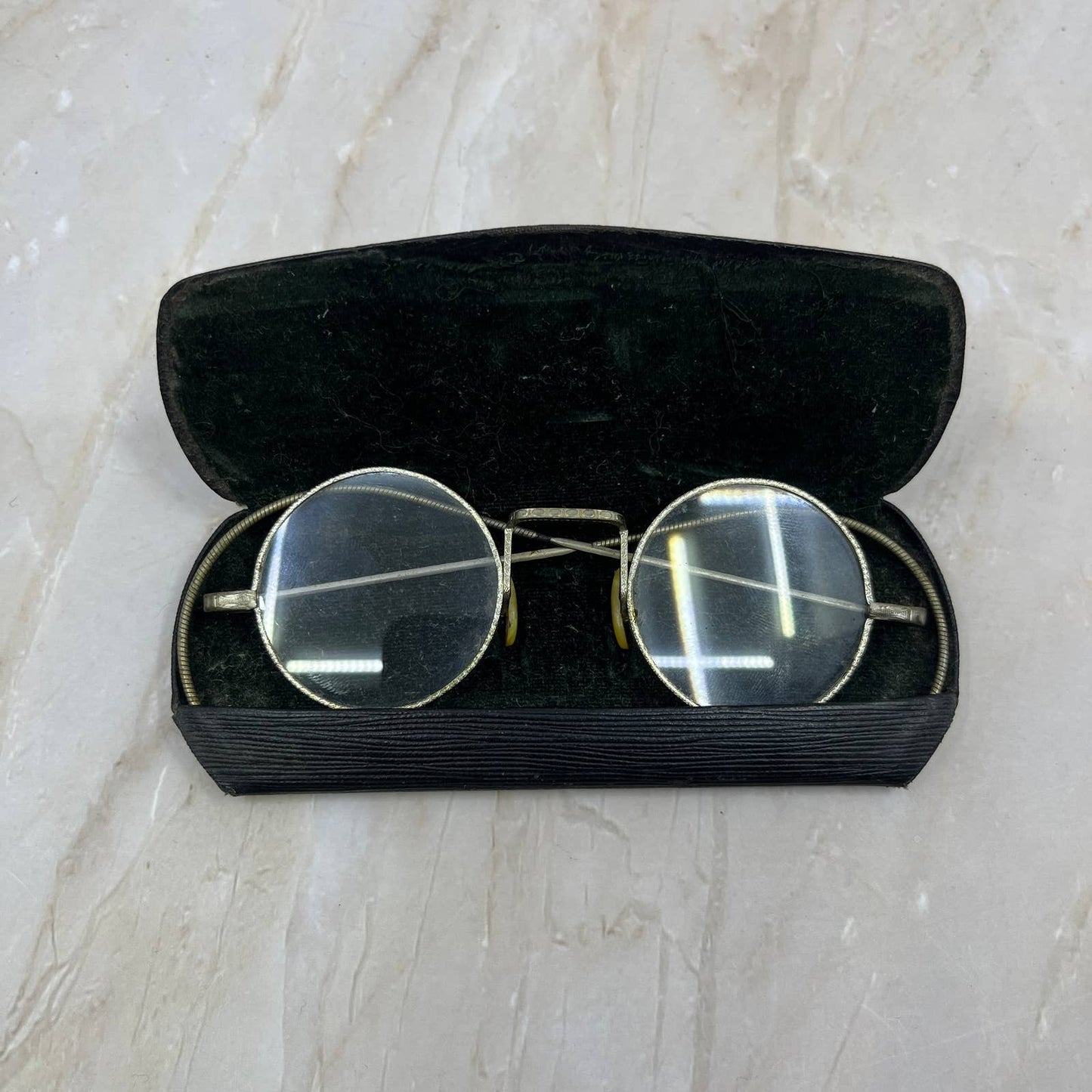 c1910 Round Eyeglasses Etched Chester W. Gaskell Optician St. Paul MN TC5-S1