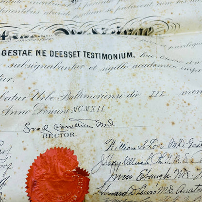 1911 Certificate Doctorate of Medicine Elwood Vaughan Hunt Baltimore City MD FL2