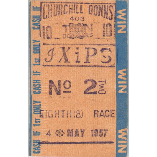 1957 Kentucky Derby Churchill Downs May 4 8th Race No.2 - Tote Ticket Stub SE4