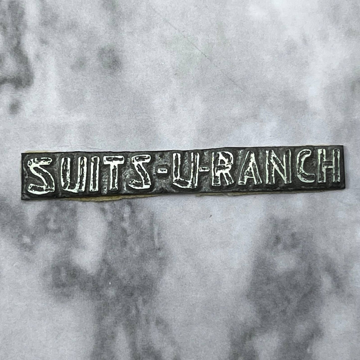 Vintage Printing Letterpress Printers Block Plate Suits-U-Ranch SE836
