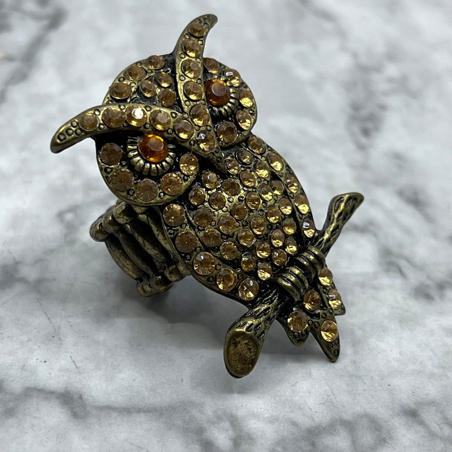 Avalaya Charming Rhinestone Diamante Owl Stretch Ring Costume Jewelry SF4