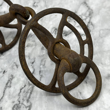 Antique Cast Iron Snaffle Driving Bit Horse Training Cowboy Western TJ8