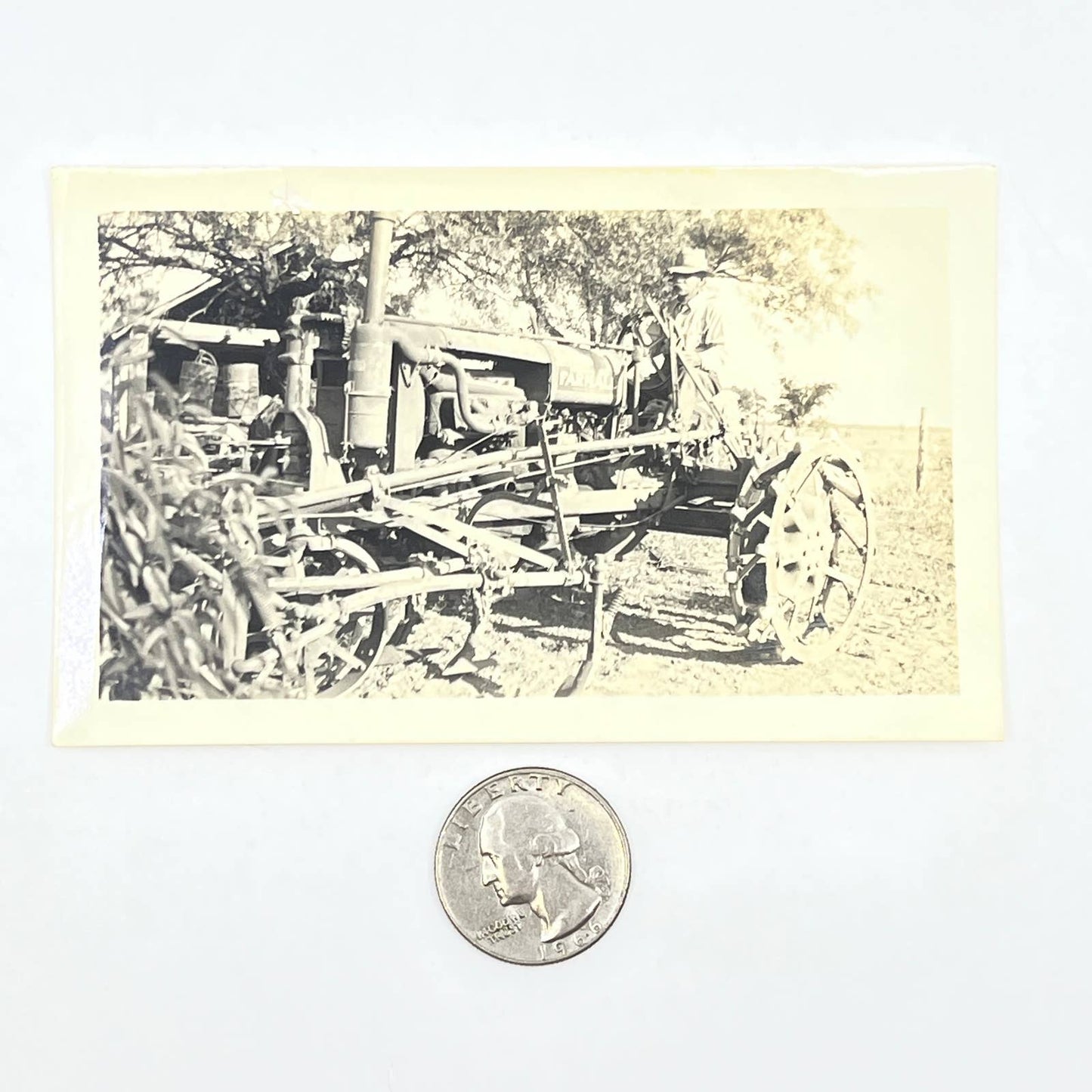 1935 Original Farm Photography Farmer Riding Farmall Tractor Photograph AC2
