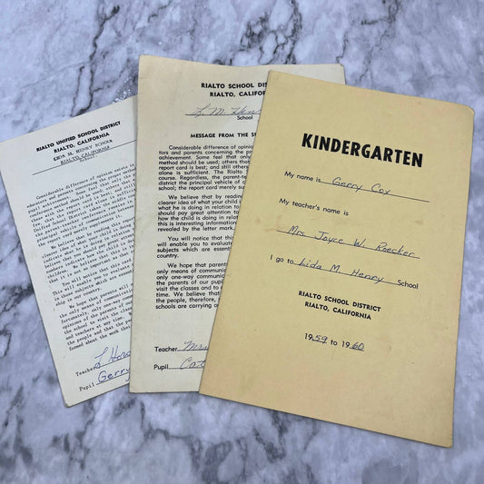 1959-65 Report Card Lot Gerry & Cathy Cox L.M. Henry Rialto CA EA4