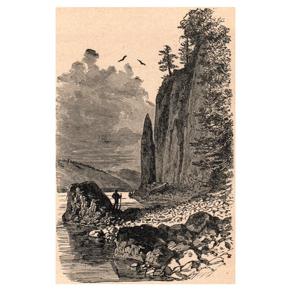 Cape Horn - Columbia River 3x5" Original Engraving 1899 AK5-M28