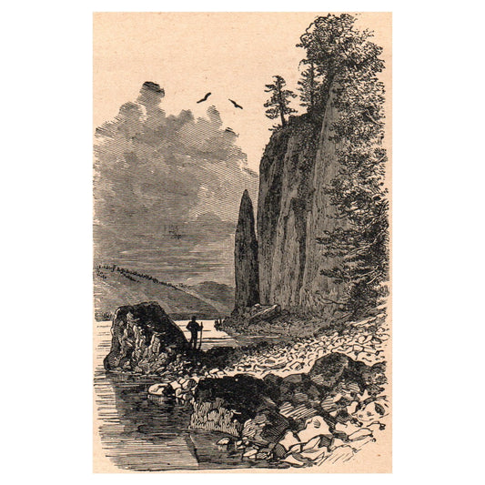 Cape Horn - Columbia River 3x5" Original Engraving 1899 AK5-M28