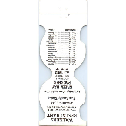 1983 Green Bay Packers NFL Helmet Football Schedule Matchbook Cover SA1-M4