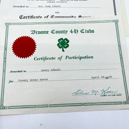 1961 4-H Club Charter and Certificates Brooke County Binghamton NY TE1