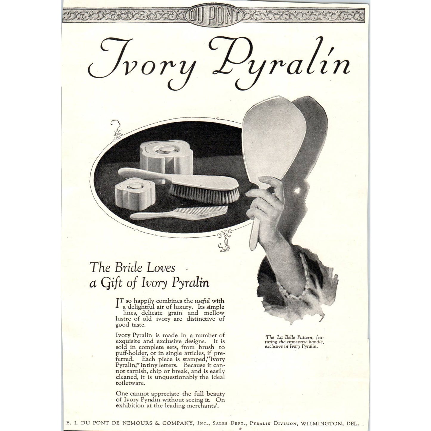 c1920 Harper's Magazine Ad - Pyraline La Belle Vanity Set MA TF6-1