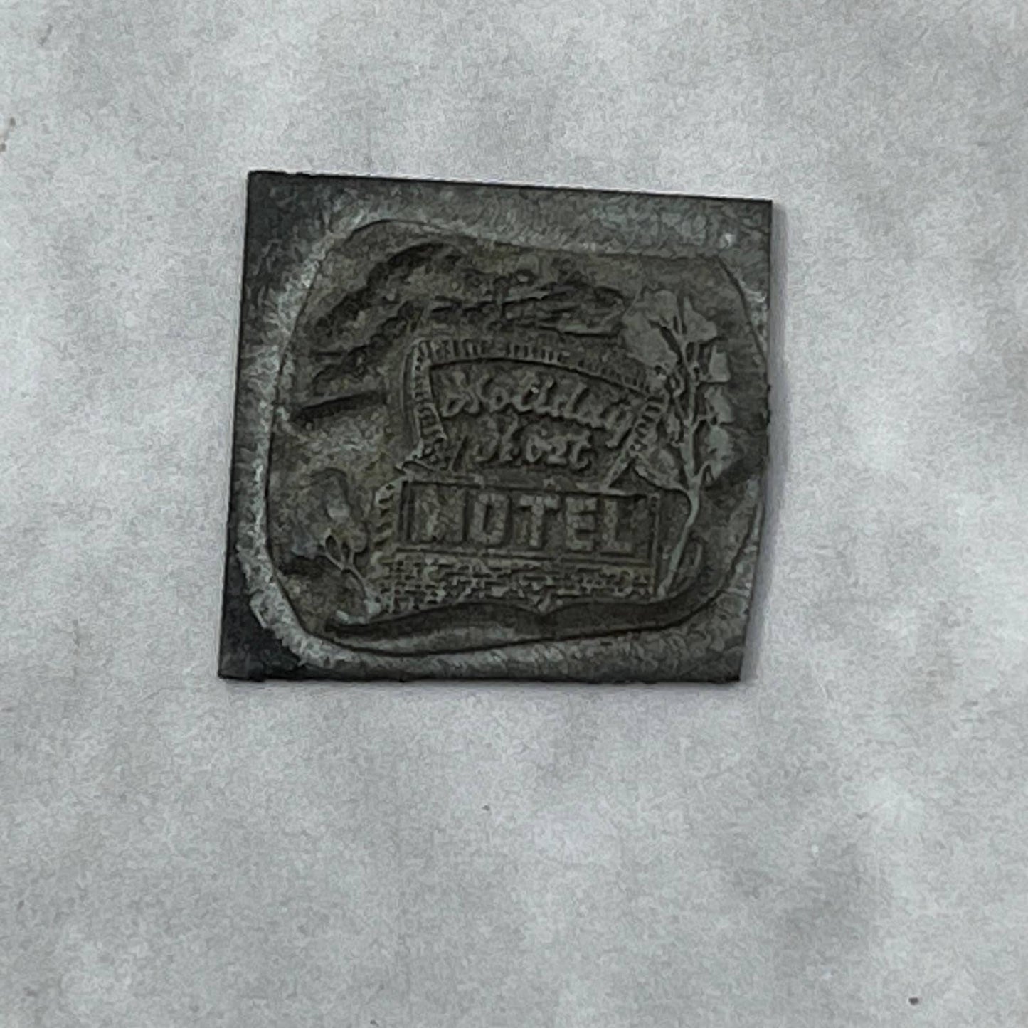 Vintage Printing Letterpress Printers Block Plate Holiday Host Motel TJ57