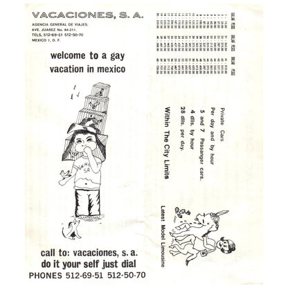 1960s Vacaciones S.A. Travel Agency Mexico City Vacations Travel Brochure SE4