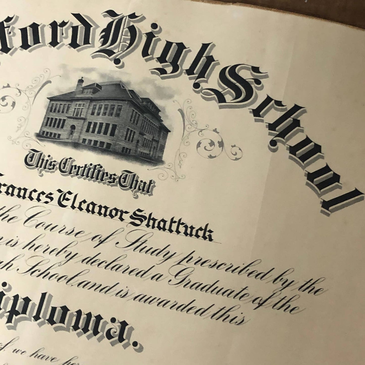 1924 Rushford High School Diploma Francis Eleanor Shattuck Austin Minnesota RU1