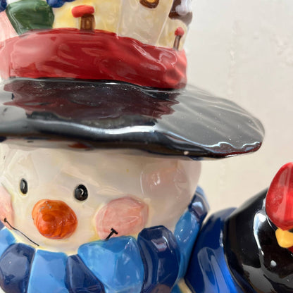 Vintage Snowman With Cardinal Frosty Christmas Holiday 12” Cookie Jar TA7