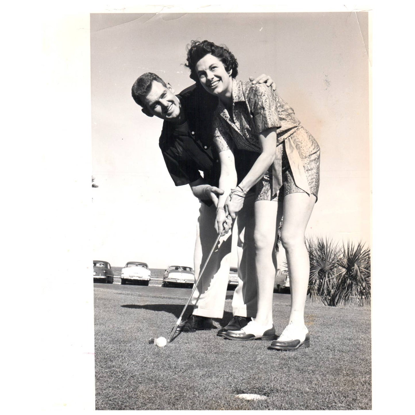 1957 Original Press Photo Ladies' Golf Barbara Williams Dan Larsen ~8x10 AD1