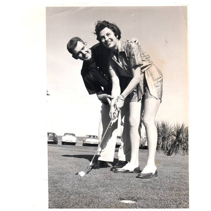 1957 Original Press Photo Ladies' Golf Barbara Williams Dan Larsen ~8x10 AD1