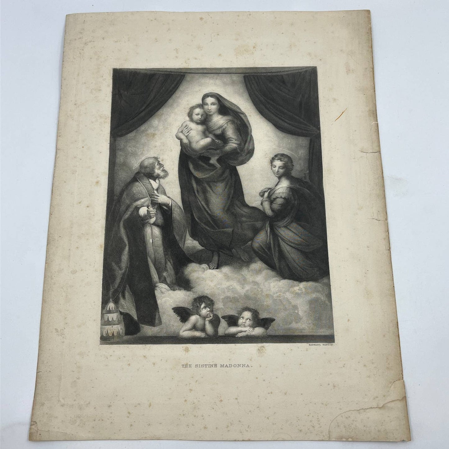 1880s Art Engraving - The Sistine Madonna - Raphael Sanzio ~11x14 FL5