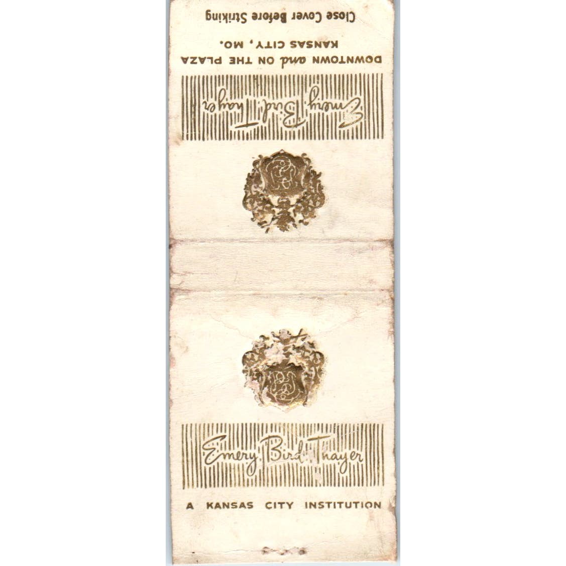 Emery, Bird, Thayer Kansas City MO Advertising Matchbook Cover SA9-M5