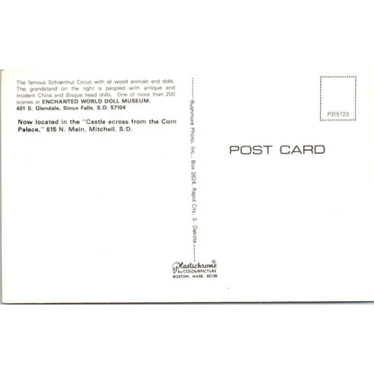 Schoenhut Circus Wood Dolls & Animals Sioux Falls SD Original Postcard PB10