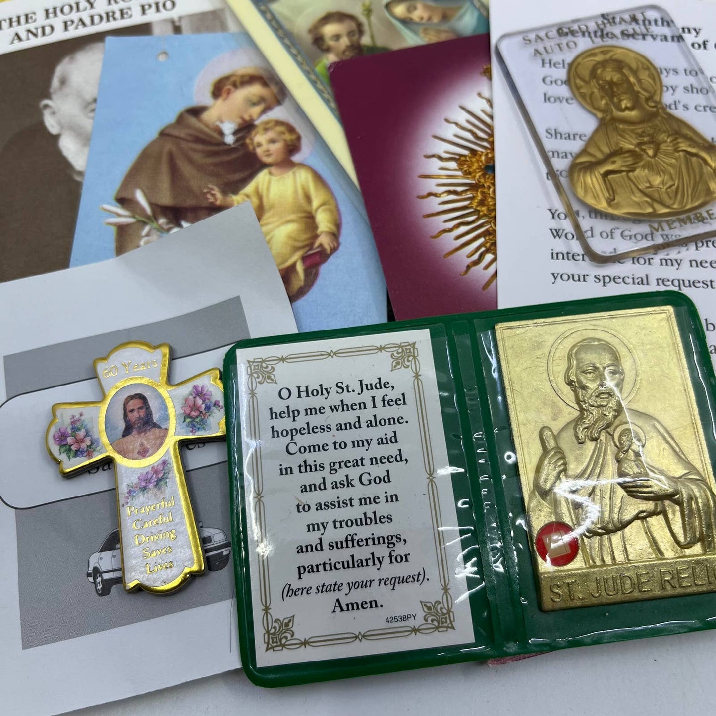 Huge Lot of Vintage Catholic Ephemera Relics Books & More SG5-3