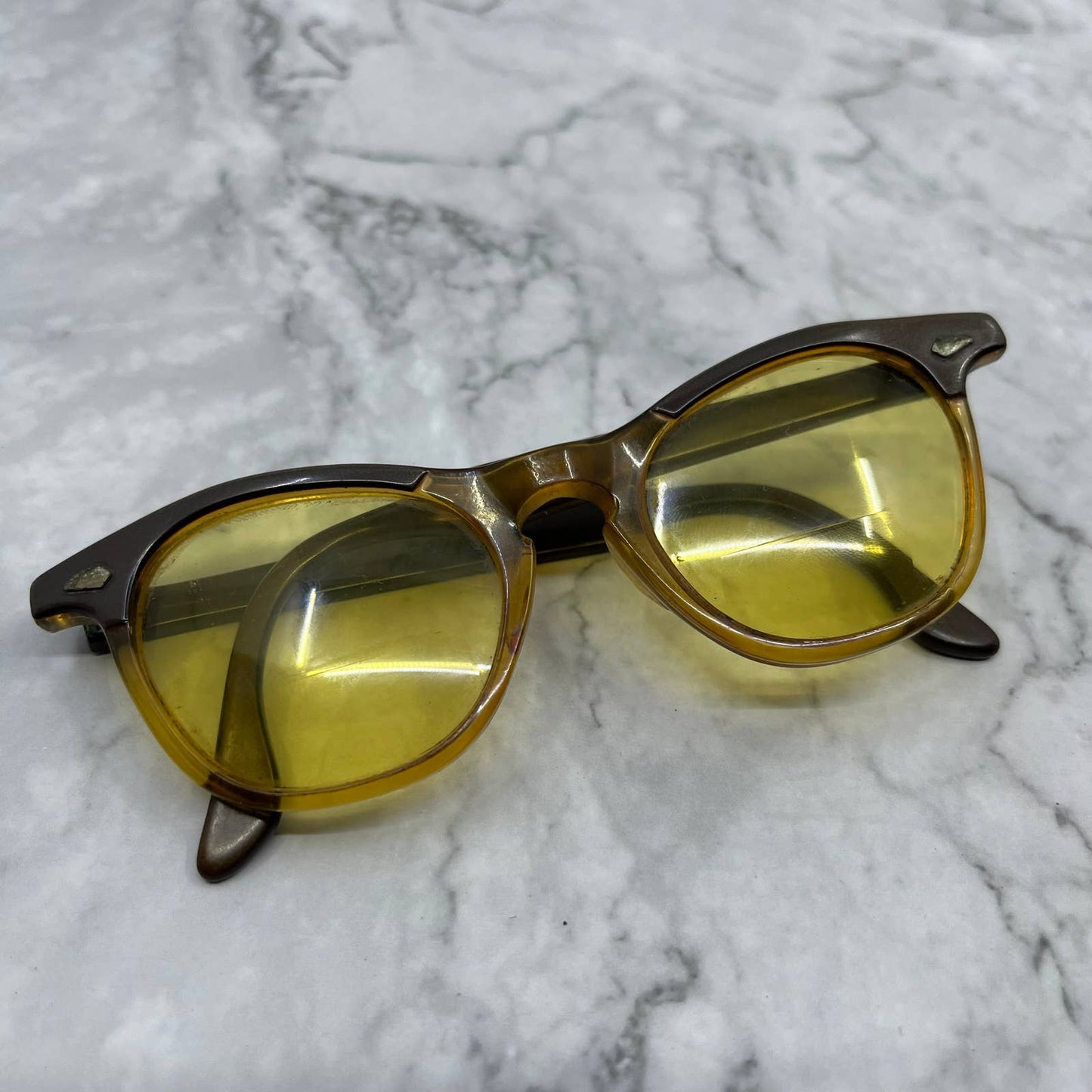 OTE TART Cat Eye Glasses Eyeglasses Frames Vintage Amber Brown 5.75” TA9