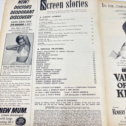 Screen Stories Magazine August 1954 BETRAYED Lana Turner Cover Clark Gable TC6