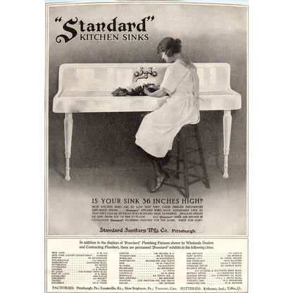 c1920 Harper's Magazine Ad - Standard Sanitary Mfg Kitchen Sinks Pittsburgh TF6-1