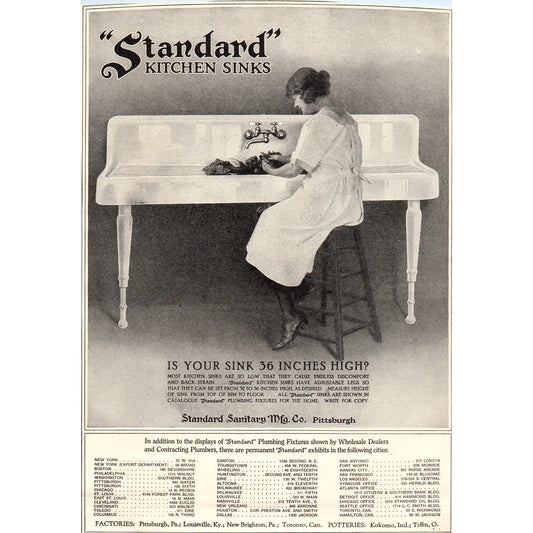 c1920 Harper's Magazine Ad - Standard Sanitary Mfg Kitchen Sinks Pittsburgh TF6-1