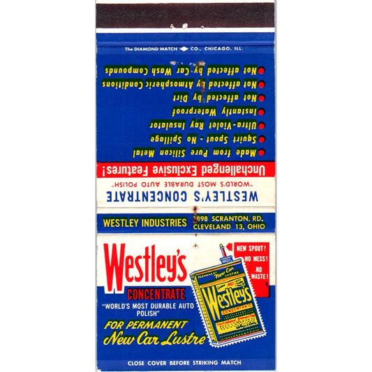 Westley's Concentrate Auto Polish Advertising Matchbook Cover SA1-M11