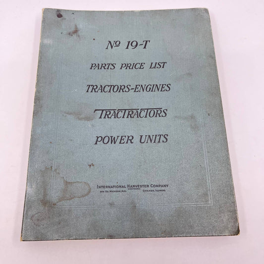 1940 International Harvester Parts Price List 19-T Tractors~Engines TF8