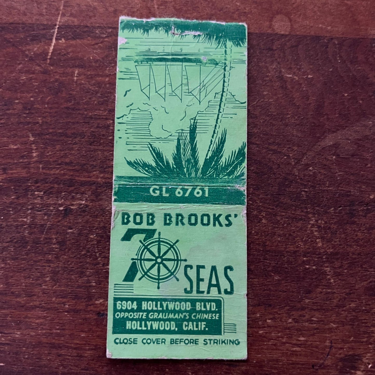 Bob Brooks' 7 Seas Hollywood CA Advertising Matchbook Cover SB3-M3