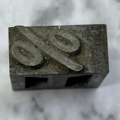 Vintage Printing Letterpress Printers Block Plate % Percent Symbol SE821